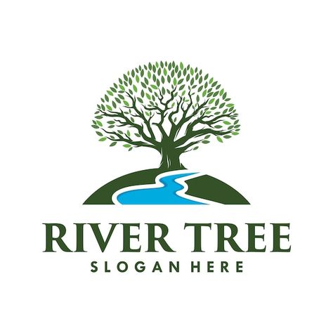 Tree logo designs with creeks or rivers ... | Premium Vector #Freepik #vector #pine-logo #forest-logo #pine-tree #lake-logo River Symbol, Pine Logo, Village Logo, Lucky Logo, Lake Logo, Tree Slogan, Forest Logo, Tree Logo Design, Student Ministry