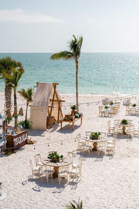 15+ Exciting Backyard Wedding Ideas You Will Fall In Love With Island Wedding Decor, Beach Wedding Reception Ideas, Relaxed Beach Wedding, Elegant Tropical Wedding, Wedding Seaside, Tropical Wedding Reception, Backyard Wedding Ideas, Getaway Wedding, Oceanfront Wedding