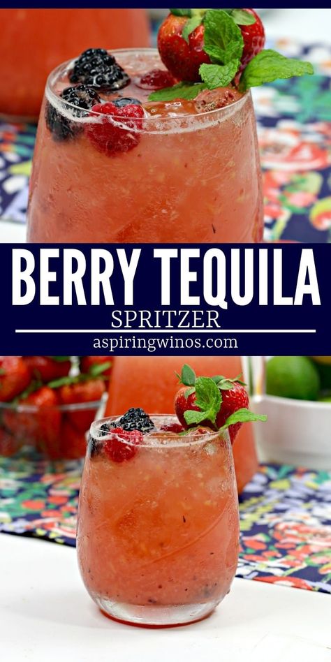 Tequila Fruity Drinks, Tequila Spritzer, Easy Tequila Cocktails, Strawberry Banana Milkshake, Spritzer Recipes, Yummy Cocktails, Cocktail Ideas, Yummy Alcoholic Drinks, Tequila Drinks