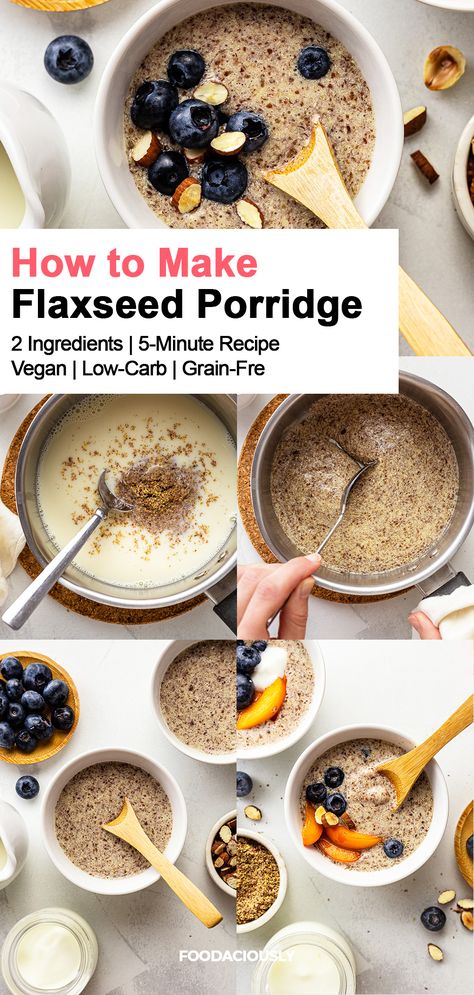 steps of making flaxseed porridge recipe Flax Meal Porridge, Oatmeal With Flaxseed, Teff Porridge Breakfast, Flax Powder Recipes, How To Eat Flaxseed, Recipes Using Flax Seed, Flaxseed Powder Recipes, Flax Seed Recipes Breakfast, Flax Meal Recipes