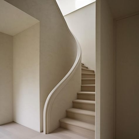 Venetian Plaster Stair Hall // @brendantadler - - - - - - - #brendantadler // #interiors // #southampton // #design // #architecture //… | Instagram U Stairs Design, Plaster House, Architecture Instagram, Stairs Design Interior, Minimal Living Room, Luxury Home Design, Concrete Stairs, Stairway Design, Stairs Architecture