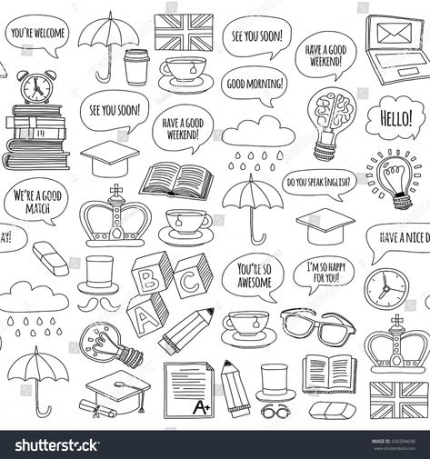 Vector set Doodle patterns and icons English courses Language school #Ad , #paid, #Doodle#patterns#Vector#set Doodle Art Name, Doodle Art Posters, School Binder Covers, Doodle Art Letters, Tumblr Illustration, School Icon, Doodle Art Journals, Doodle Icon, Heart Drawing