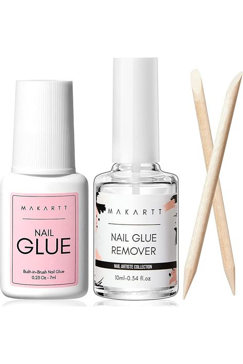 Makartt Nail Glue with Glue Remover Kit, Super Strong Nail Glue 7ML for Acrylic Nails Press On Nails,10ML Glue Off Fake Nails, Remover for Super Glue, Nail Polish Easy Application Nail Art Supplies Nail Glue Remover, Bath Salt Gift Set, Makeup Applicators, Bath Salts Gift, Dream Wishlist, Acrylic Glue, Glue Remover, Nails Kit, Nails Classy