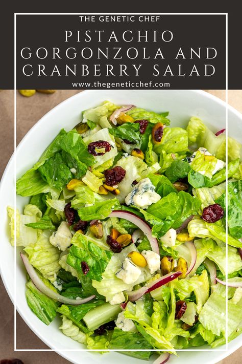 Chicken Gorgonzola Salad, Simple Green Salad Recipes, Lettuce Salads For Parties, Cramberry Salad, Winter Green Salad, Pistachio Vinaigrette, Salad With Pistachios, Healthy Green Salads, Fall Salads