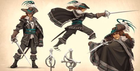 ArtStation - Adalia de Volador, Julien Fenoglio Musketeer Character Design, Dnd Swashbuckler, Swashbuckler Rogue, Pirate Art, Dnd Art, Pre Production, Female Character, Fantasy Warrior, Fantasy Inspiration