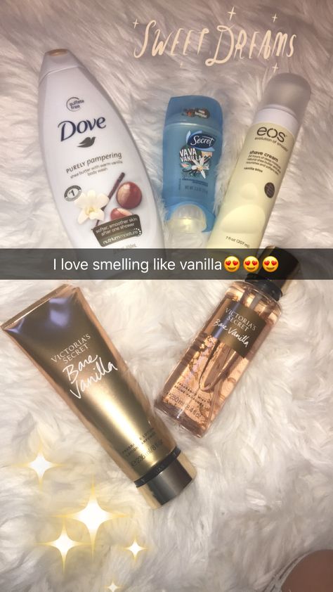 My favorite vanilla products Bare vanilla perfume and lotion from Victoria Secret Dove Vanilla Body Wash EOS Vanilla Bliss shaving cream Secret vanilla deodorant Types Of Beauty, Vanilla Body Wash, Make Up Foundation, Skin Care Masks, Vanilla Perfume, Body Care Routine, Moisturizing Body Wash, Body Skin Care Routine, Healthy Skin Care