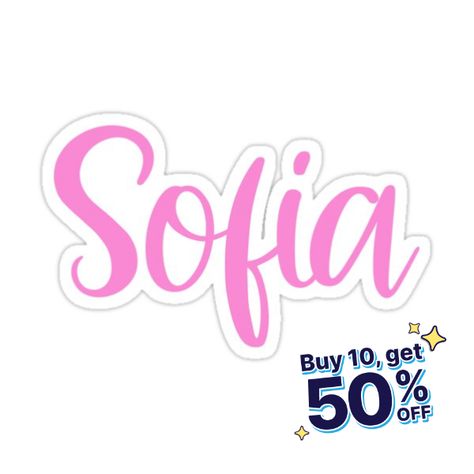 Decorate laptops, Hydro Flasks, cars and more with removable kiss-cut, vinyl decal stickers. Glossy, matte, and transparent options in various sizes. Super durable and water-resistant. A pre - personalised pink design using the name Sofia. Sofia Name, Pink Names, Color Pastel, Pink Design, Name Design, Name Tags, Sofia, Decorate Laptops, Kiss Cut