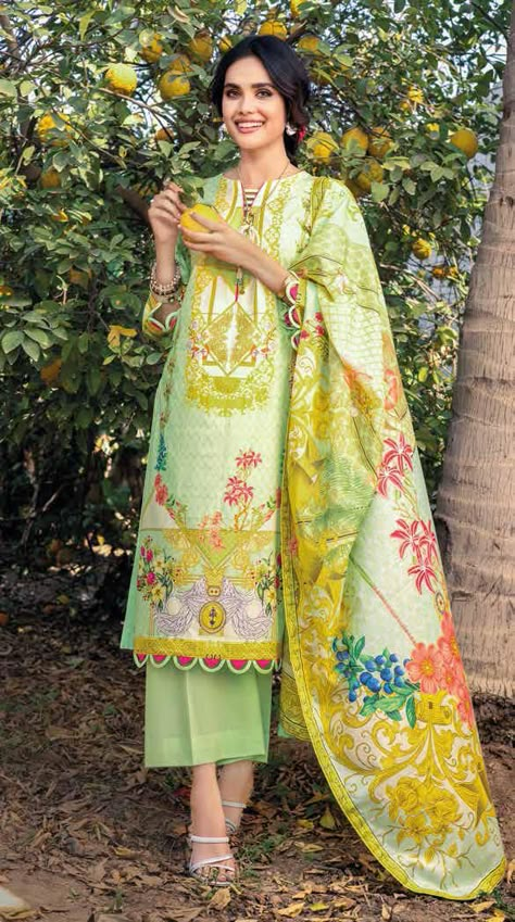 Gul Ahmed Summer Lawn Essentials 2022 | CL22077A 100% Original Guaranteed Unstitched Dress Material  Digital Printed LawnDupatta. DigitalPrinted Lawn Shirt.Dyed Trouser.   ⌚ Approximate Shipping Time  : All orders will be dispatched after the stock Arrival date in India on 10 MARCH 2022.  Pre-Paid Orders are dispatched first on priority followed by Cash on Delivery Orders.... - Gul Ahmed Summer Lawn Essentials 2022 Buy on The Fashion Station Lawn Dress Design, Kurti Sleeves Design, Lace Dress Design, Dress Designing, Womens Trendy Dresses, Unstitched Dress Material, Pakistani Fancy Dresses, Gul Ahmed, Dress Design Patterns