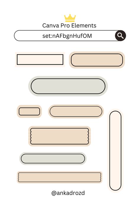 Aesthetic Rectangle | Canva Pro Elements Keywords. All elements can be repainted in any color. Search: set:nAFbgnHufOM My brand on Canva: @ankadrozd #canva #elements #keywords #canvapro #canvaelements #canvacontributor #canvacreator #clipart #aesthetic #fortext #rectangle #shape #decor Canva Shapes Elements, Canva Scrapbook Elements, Nametag Aesthetic Design, Canva Background Keyword, Elemen Canva Aesthetic, Canva Aesthetic Elements, Canva Slides, Keywords Aesthetic, Canva Keywords Elements