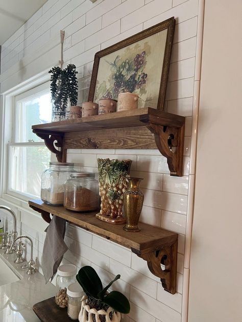 Shelf With Hooks, Shelf, Stocking Holder,peg Rail, Coffee Bar, Gift, PREORDER - Etsy Historic Home Decorating, Hooks With Shelf Above, Antique Kitchen Shelves, Peg Shelf Styling, Antique Wood Shelf, Shelf With Peg Hooks, Cottage Kitchen Shelf, Simple Vintage Home Decor, Old Fashion Home Decor