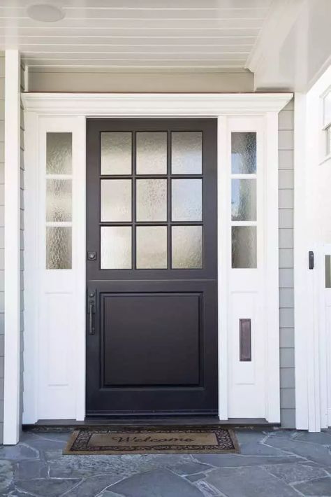 14 Amazing Front Door Ideas To Decor Your Home Entryway - Foyr Front Door With Glass, Frosted Glass Window, Garage Door Styles, Steel Front Door, Exterior Doors With Glass, Farmhouse Front Door, Wood Exterior Door, Garage Door Design, Front Doors With Windows