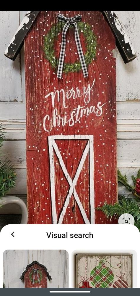 Rustic Wooden Crafts Ideas, Country Christmas Wood Crafts, Christmas Barnwood Signs, Wood Crafts Artwork, Winter Signs Wooden Porch, Country Christmas Signs, Wood Crafts Christmas Project Ideas, Christmas Tree Signs Wood, Diy Wood Christmas Projects