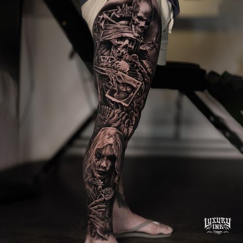 INCREDIBLE REALISM DARK SIDE FULL LEG TATTOO DONE BY YOGI DONE USING @eztattooing @radiantcolorsink @balmtattooindo 💥DM US FOR YOUR FREE CONSULTATION TODAY💥 ▪️WORLDWIDE FAMOUS ARTISTS ▪️PRIVATE LUXURY LOCATION ▪️PACKAGES AVAILABLE ON REQUEST ▪️INTERNATIONAL AWARD WINNING ▪️CUSTOM DESIGNS ▪️VEGAN INK ▪️INTERNATIONAL HYGIENE STANDARDS ▪️SPONSORED BY THE BEST NAMED BRANDS WORLDWIDE FB/INSTA - @luxuryinkbali @luxuryinkcanggu @luxuryinkjakarta 📲 W/A +6281237096409 www.luxuryinkcanggu.com Full Leg Tattoo, Full Leg Tattoos, Canggu Bali, Leg Tattoo Men, Leg Sleeve Tattoo, Leg Tattoo, Leg Sleeves, Dark Tattoo, Tattoo Sleeve Designs