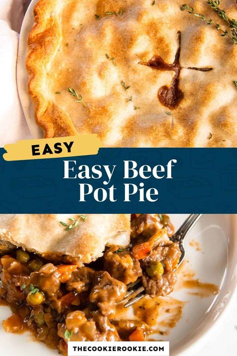 Easy Beef Pot Pie, Beef Stew Pot Pie, Meat Pot Pie, Beef Pie Recipe, Beef Pot Pie Recipe, Pot Pie Recipe Easy, Beef Pot Pie, Beef And Veggies, Veggie Pies