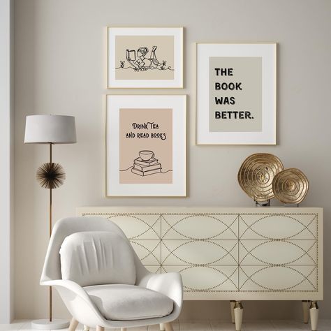 📖BOOK LOVER GALLERY WALL📖 All prints available in A3, A4, and A5! #booklover #bookish #booktok #booksayings #bookquotes #reading #readmorebooks #readreadread #readingtime #readingaddict #readingcommunity #blookclub #bookprints #walldecor #gallerywall #bookart #decor #bookdecor #booklovers #bookworms #print #digitalprint #digitalprintshop Bookish Gallery Wall, Book Prints, Little Library, Book Decor, Book Lover, Drinking Tea, All Print, Book Quotes, Book Worms