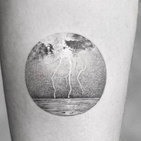 Thunder And Rain Tattoo, Perfect Storm Tattoo, Cloud And Lighting Tattoo, Lighting Storm Tattoo, Rainstorm Tattoo, Thunder Storm Tattoo, Thunder Cloud Tattoo, Rain Tattoo Ideas, Tattoo Rain