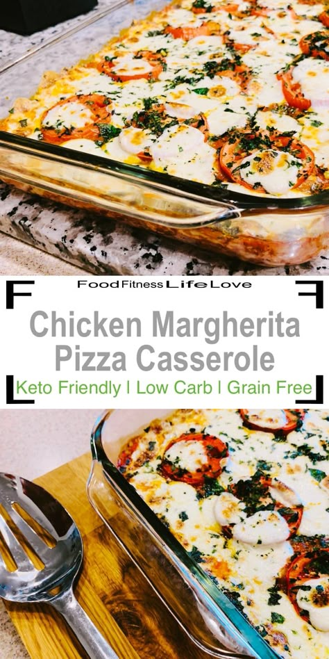 Simple Chicken Margherita Keto Pizza Casserole with Cauliflower Rice - FFLL Pizza Casserole With Cauliflower, Keto Pizza Casserole, Chicken Margherita, Boiled Egg Diet Plan, Pizza Casserole, Simple Chicken, Keto Pizza, Boiled Egg Diet, Margherita Pizza