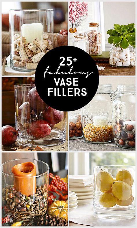 25+ Vase Filler Ideas | Live Laugh Rowe | Bloglovin' Glass Vase Filler Ideas, Jar Filler Ideas, Vase Filler Ideas, Jar Fillers, Glass Vase Decor, Clear Vase, Hemma Diy, Diy Spring, Clear Glass Vases