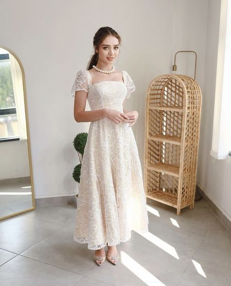 Bridal Shower Dress Modest, Modest Bridal, Classic Dresses, White Dress Formal, Dress Modest, Western Dress, Fashion Top Outfits, Bridal Shower Dress, Actress Pics