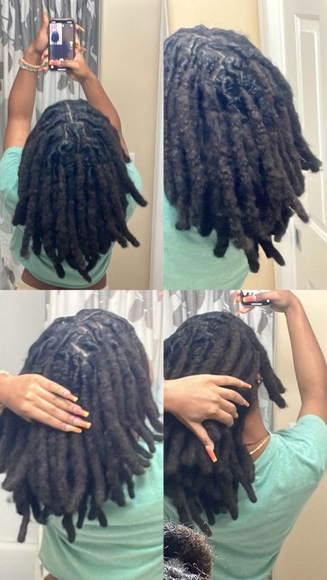 Locs With Big Parts, Square Part Locs, Large Locs Black Women, Short Thick Locs, Thick Locs Styles, Medium Size Locs Black Women, Thick Locs On Black Women, Locs Thick, Large Locs