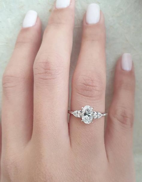 Engagement Ring With Side Stones, Ring With Side Stones, Stackable Diamond Rings, Oval Engagement Ring, Oval Diamond Ring, Oval Diamond Engagement, Oval Diamond Engagement Ring, Beautiful Diamond Rings, Side Stone Engagement Ring