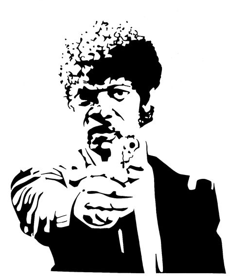 Pulpfiction Jules Winnfield by GraffitiWatcher on DeviantArt Pulp Fiction Silhouette, Pulp Fiction Stencil, Arte Do Hip Hop, Samuel Jackson, Pop Art Portraits, Shadow Photos, Arte Cyberpunk, Silhouette Stencil, Black White Art