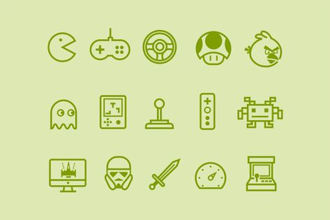 15 Video Game Icons Small Game Tattoos, Video Game Symbols, Video Game Icons, Robot Icon, Comic Book Tattoo, Video Game Tattoos, Video Game Logos, Game Icons, Gaming Tattoo