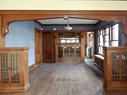 <em>Rehab Addict</em> host Nicole Curtis is giving a crumbling turn-of-the-century bungalow a second chance to be the cute and cozy home it once was before the city has it torn down. See the surprising before-and-afters here. 1920s Craftsman, Craftsman Interiors, Rehab Addict, 1920s Bungalow, Bungalow Interiors, Craftsman Interior, 1920s House, Bungalow Homes, Craftsman Style Home