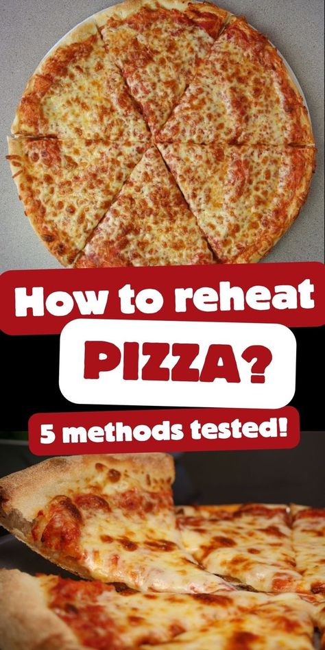 cold pizza above and warm pizza below. text over the photos: "how to reheat pizza? 5 methods tested!" Reheat Pizza In Microwave, Reheat Pizza In Oven, Pizza In Oven, Toaster Oven Pizza, How To Reheat Pizza, Reheating Pizza, Pizza In The Oven, Savory Snack Recipes, Reheat Pizza