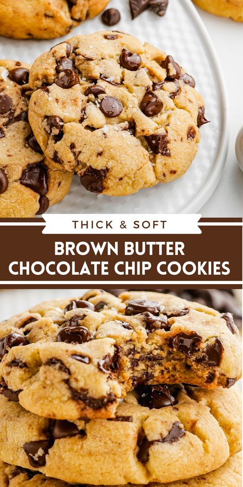 Giant Cookies, Easy Homemade Cookies, Novice Chef, Brown Butter Chocolate Chip, Brown Butter Cookies, Brown Butter Chocolate Chip Cookies, Make Chocolate Chip Cookies, Cookies Brownies, Choc Chip Cookies