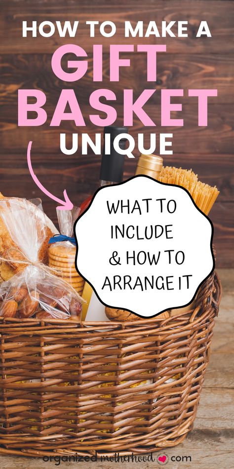 how to make a gift basket unique Pasta Dinner Gift Basket, Creating Gift Baskets, Farm To Table Gift Basket Ideas, Making A Gift Basket Diy, Cool Gift Basket Ideas, Liquor And Lotto Gift Basket, Making Gift Baskets Ideas, Gift Baskets To Sell Ideas, Gift Baskets With Wine Ideas