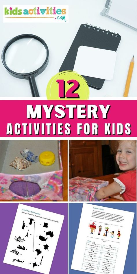 Love detective activities and secret codes? Check out these 12 Mystery Activities For Kids that are so much fun! Keep reading for some great ideas for your little detectives. Children love solving a good mystery! Whether it’s mystery books, mystery stories, detective play games, or escape rooms, they all are a great way to develop deductive reasoning and problem-solving skills, as well as cooperation and communication skills. Mystery Activities For Kids, Detective Crafts, Mystery Activities, Mystery Games For Kids, Mystery Unit, Deductive Reasoning, Books Mystery, Detective Game, Kid Detectives