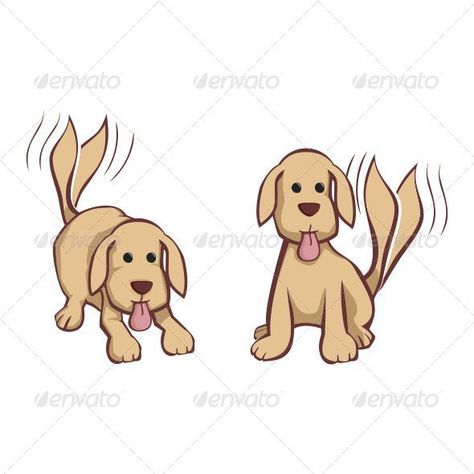 Dog with Wagging Tail Dog Wagging Tail, Elements Illustration, Dog Happy, Vector Graphics Design, Web Elements, Business Banner, Vector Cartoon, Dog Illustration, Cartoon Dog