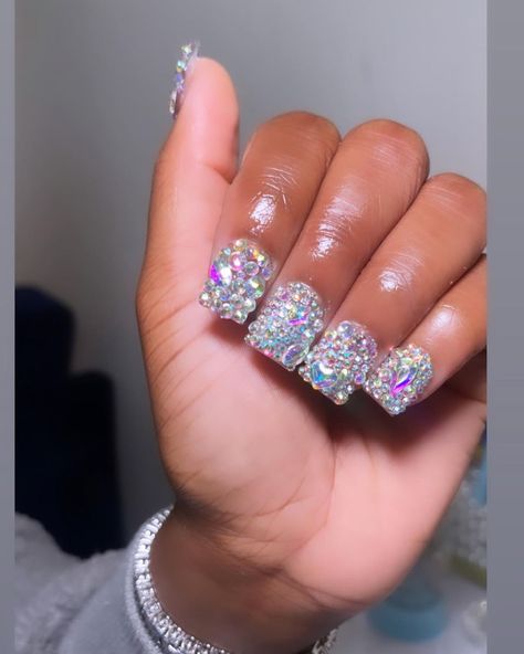 Diamond Short Nails, Short Exotic Nails, Baddies Nails, Nail Art Stencils, Art Stencils, Acrylic Toe Nails, Nails Stiletto, Sassy Nails, Nails Design With Rhinestones