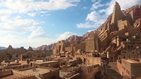 ArtStation - Desert City, Lena Pantyukhina Desert Cities, Desert City, Desert Environment, Landscape Concept, Level Design, Fantasy City, Fantasy Story, Fantasy Setting, Fantasy Places