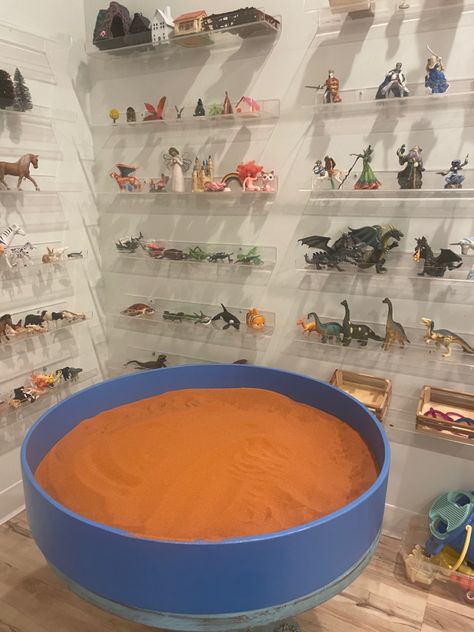 Sand Tray Therapy Room, Play Therapy Room Decor, Cute Therapy Office, Kids Therapy Room, Kids Therapy Office, Play Therapist Office, Therapist Office Decor Private Practice, Therapist Office Aesthetic, Psychologist Office Design