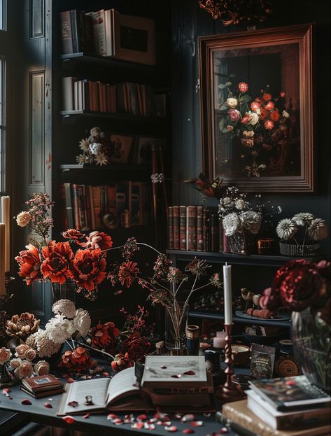 Old Money Home Decor Aesthetic Vintage, Art Deco Home Office, Room Aesthetic Dark, Victorian Office, Dark Academia Interior, Parlor Decor, Gothic Academia, Attic Decor, Victorian Home Decor