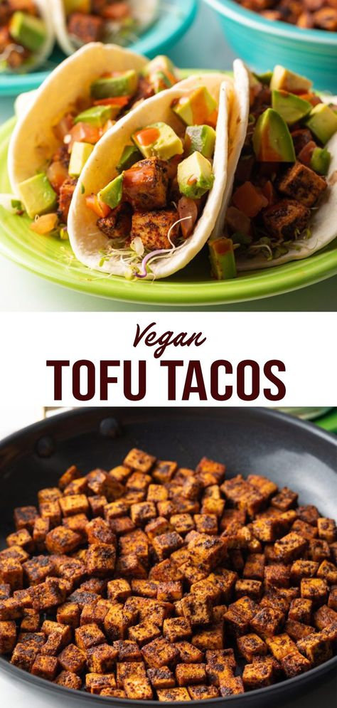 Crispy Tofu Tacos Recipes, Tofu Recipes Mexican Burrito Bowls, Vegan Bria Taco, Crispy Tofu Tacos, Vegan Taco Tuesday, Vegan Tofu Tacos, Tofu Tacos Recipes Easy, Vegan Tacos Recipes Plant Based, Tofu Mexican Recipes