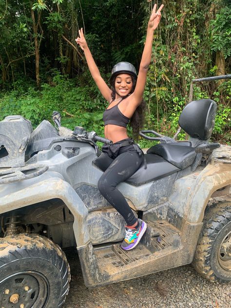 #parisrae #fun Cute Mudding Outfit, Cute Atv Riding Outfit, Atv Riding Outfit Vacation, Mudding Outfit, Atv Riding Outfit, Bike Outfits Women, Houston Trip, Summer Checklist, Vacation Fashion