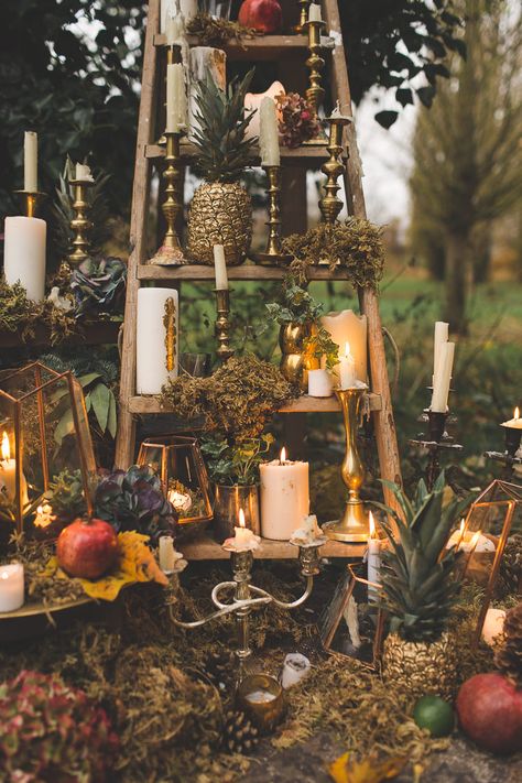 Whimsical Autumn Wedding, Autumn Event Decor, Woodland Decorations, Magical Autumn, Field Wedding, Enchanted Forest Wedding, Wedding Lighting, Decor Candles, Fairy Wedding