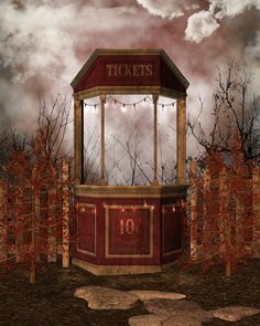 ✿⊱╮ Carnevil Ticket Booth, Ticket Booth Carnival, Circus Ticket Booth, Carnival Ticket Booth, Theatre Ticket Booth, Burlesque Stage, Booth Aesthetic, Backyard Halloween Party, Carnival Ticket