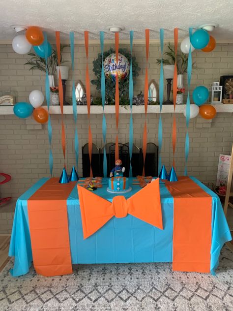 Construction Blippi Birthday Party, Easy Blippi Birthday Cake, 2nd Birthday Blippi Theme, Blippi Vehicles Birthday, Blippi Tractor Birthday, Blippi Birthday Party Decorations Diy, Blippi Third Birthday, Blippi Diy Party, Blippi Party Food Ideas