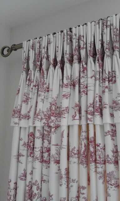 Curtains With Attached Valance, Valance Patterns, Toile Fabric, Curtain Ideas, Lined Curtains, Bed Linens, French Furniture, Accessories Decor, Country Kitchen