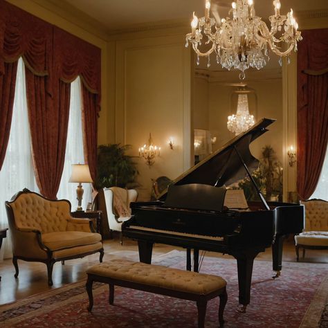 ⚠️LINK IN BIO⚠️ A sophisticated vintage parlor with elegant sofas, antique furniture, and a grand piano, exuding timeless charm and grace. #Parlor #Vintage #Elegant #AntiqueFurniture #GrandPiano Piano Aesthetic Vintage, Grand Piano Aesthetic, Vintage Parlor, Steinway Grand Piano, Piano Aesthetic, Piano Jazz, Antique Piano, Georgian Interiors, Piano Room