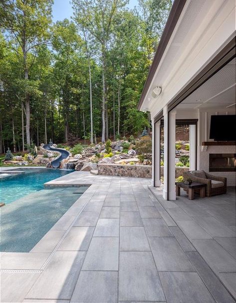 BLU 60MM SLAB SMOOTH CHAMPLAIN GREY | Techo-Bloc Contemporary Backyard, Dream Backyard Pool, Diy Outdoor Lighting, Patio Slabs, Contemporary Patio, Modern Landscape Design, Backyard Spaces, Dream Backyard, Garden Pool