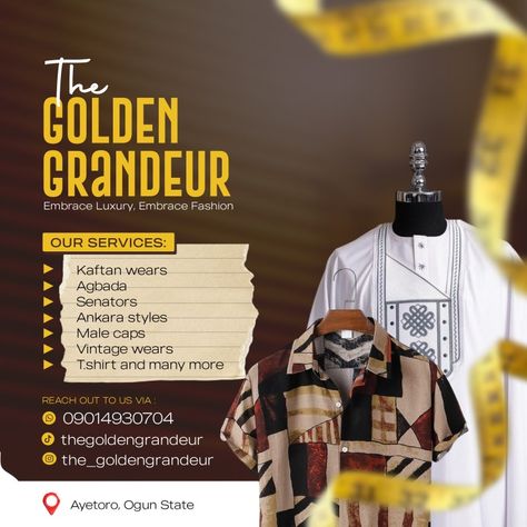 Flyer Design For Tailoring, Tailor Poster Graphic Design, Tailoring Poster, Tailor Flyer Design, Course Flyer, Sport Background, Agbada Design, Graphic Design Inspiration Poster, Birthday Background Design