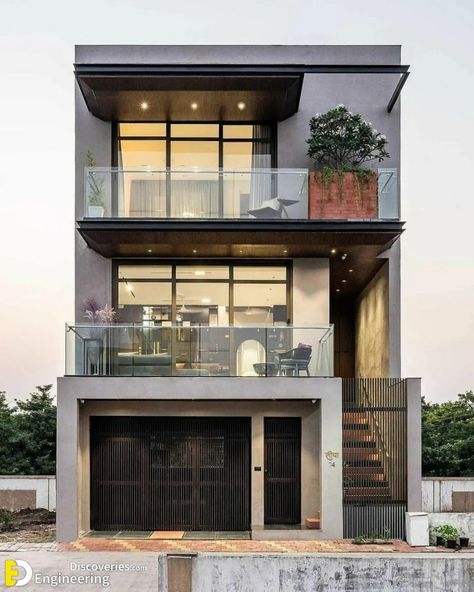 Modern Brick House, 3 Storey House Design, Townhouse Exterior, Modern Townhouse, Two Story House, Latest House Designs, Townhouse Designs, Culture Food, House Arch Design