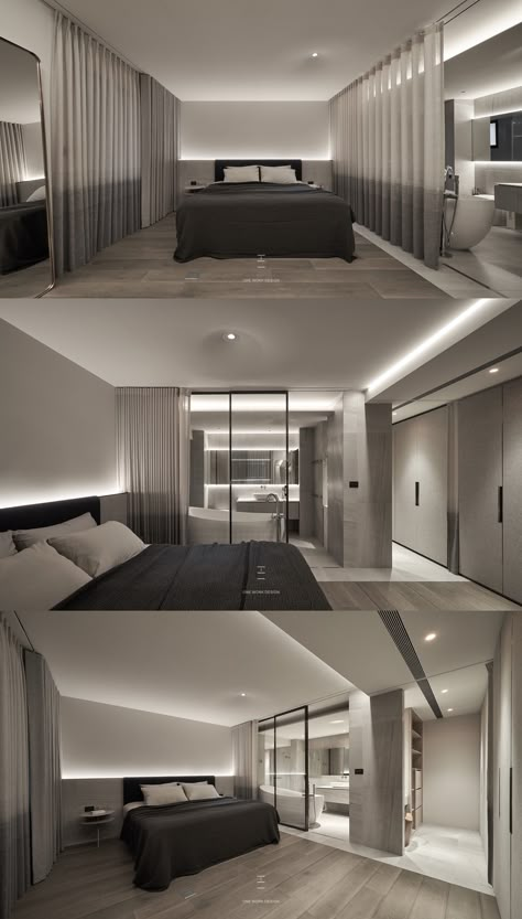 Ensuite Layout, Bedroom Design Master, Elegant Bedroom Design, Bedroom Design Modern, Black Living Room Decor, Hotel Room Design, Hotel Interior Design, Design Master, Elegant Bedroom