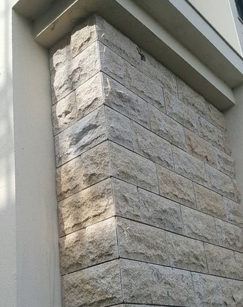 Natural Stone Wall Cladding Exterior, Wall Granite Design, Granite Stone Wall, Outdoor Wall Cladding, House Exterior Cladding, Stone Cladding Exterior, Mushroom Stone, Cladding Stone, Indian House Exterior Design