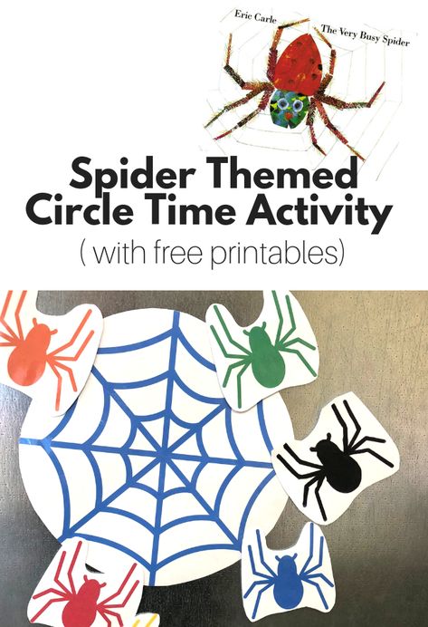 Spider themed circle time activity for preschool with free printables and step by step instructions. Use any great spider picture book for this lesson. Spiders Preschool, Circle Time Activity, Circle Time Games, The Very Busy Spider, Spider Activities, Spider Theme, Bugs Preschool, Activity For Preschool, Image Positive